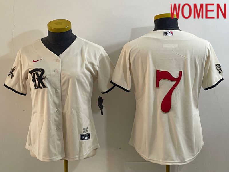 Women Texas Rangers #7 No name Nike Cream 2023 City Connect MLB Jersey